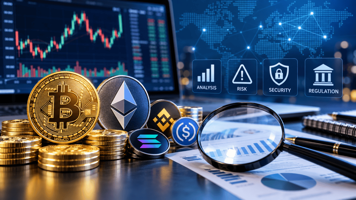Crypto investing risk analysis with Bitcoin, Ethereum, market data, security and regulation