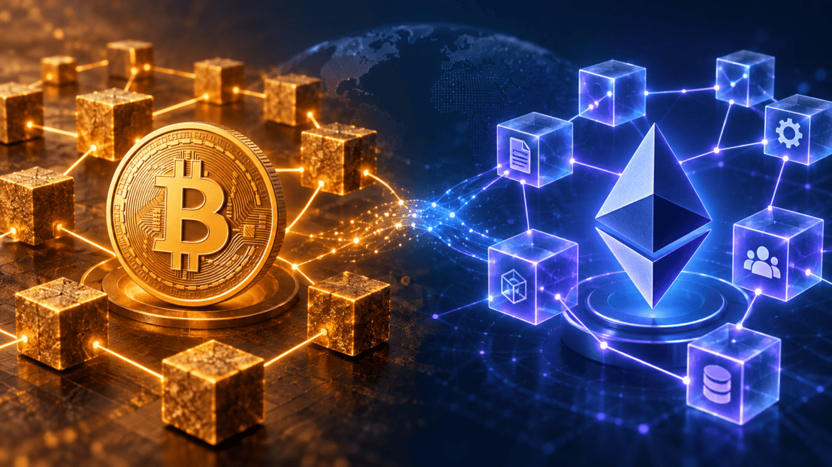 Bitcoin and Ethereum blockchain networks comparison