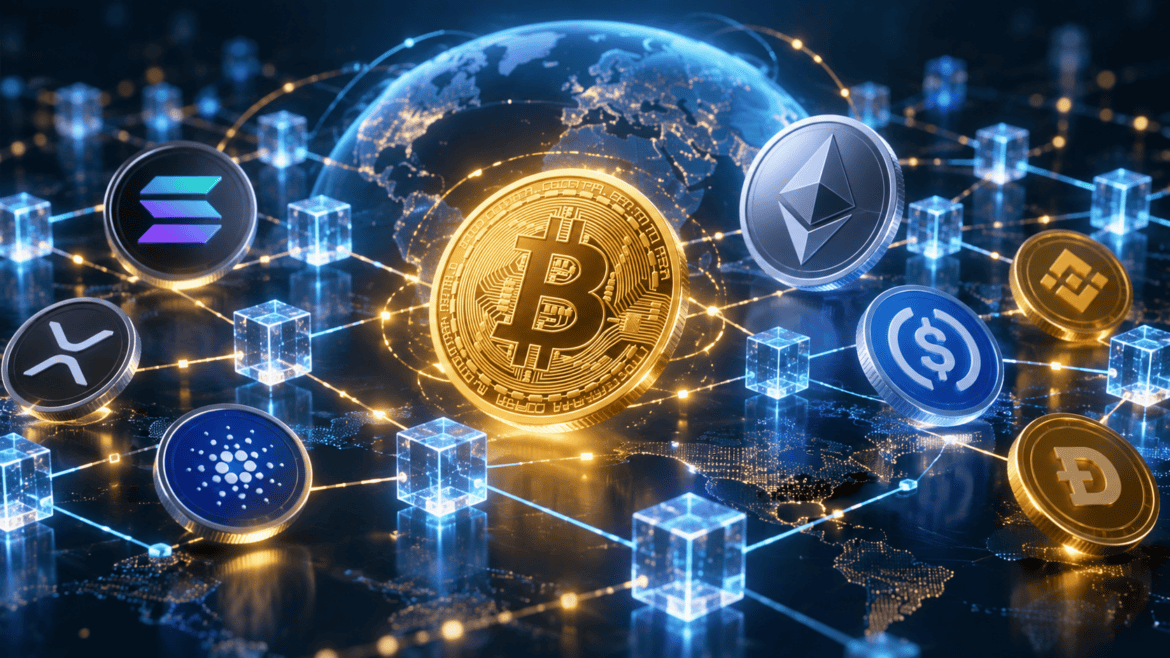 Cryptocurrency blockchain network with digital assets and distributed ledger technology