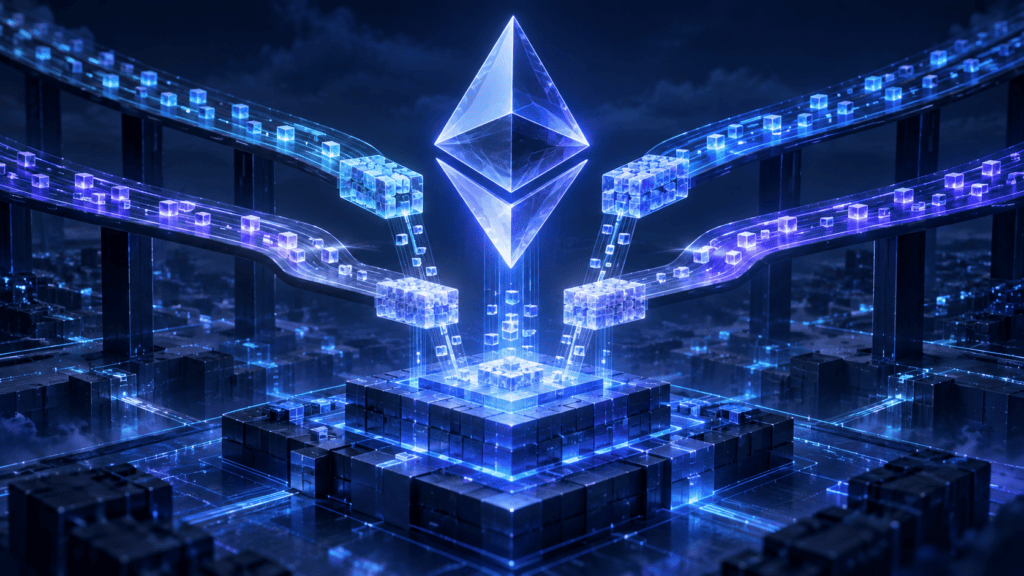 Ethereum Layer 2 rollups batching transactions for settlement on Ethereum